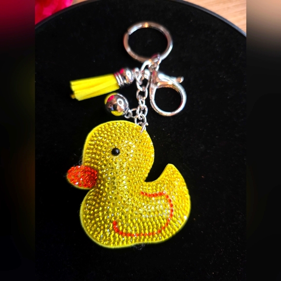 Yellow Duck Rhinestone Handbag Charm -  Keychain - Picture 1 of 1